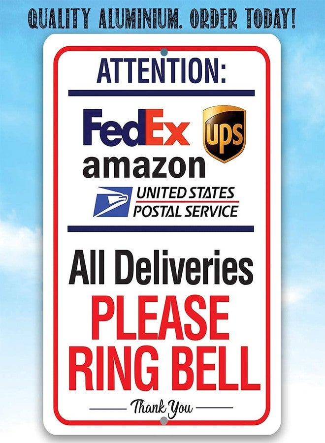 Lone Star Art Deliveries Please Ring Doorbell Sign for Package and Box Deliveries -Directional Deliveries Metal Sign for Home Office, Porch Entryway Gate, 8x12 Aluminum Safe - Use Indoors or Outdoors - Image 4